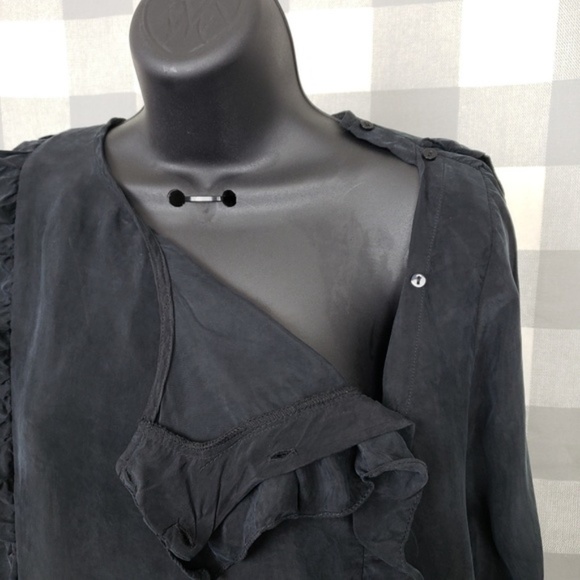 Zara Black Double Ruffle Blouse - Picture 5 of 5